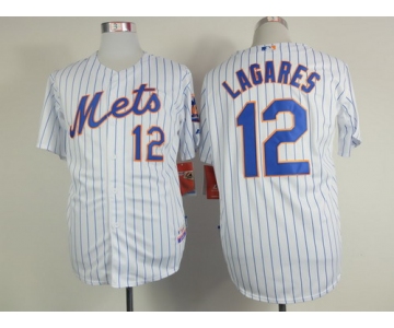 New York Mets #12 Juan Lagares White Pinstripe Jersey