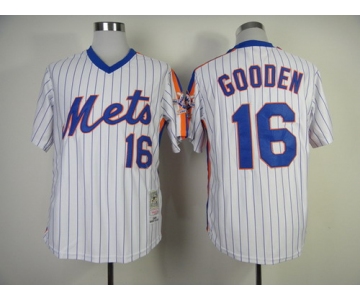 New York Mets #16 Dwight Gooden 1986 White Throwback Jersey