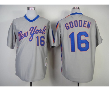 New York Mets #16 Dwight Gooden 1987 Gray Throwback Jersey