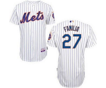 New York Mets #27 Jeurys Familia White Pinstripe Jersey