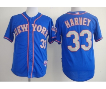 New York Mets #33 Matt Harvey Blue With Gray Jersey