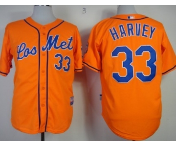 New York Mets #33 Matt Harvey Los Orange Jersey