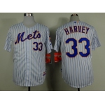 New York Mets #33 Matt Harvey White Pinstripe Jersey