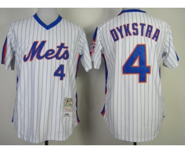 New York Mets #4 Lenny Dykstra 1986 White Throwback Jersey