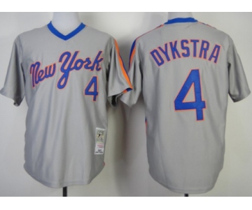 New York Mets #4 Lenny Dykstra 1987 Gray Throwback Jersey