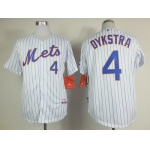 New York Mets #4 Lenny Dykstra White Pinstripe Cool Base Jersey