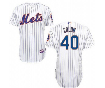 New York Mets #40 Bartolo Colon White Pinstripe Jersey