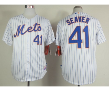 New York Mets #41 Tom Seaver White Pinstripe Cool Base Jersey