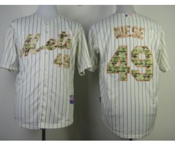 New York Mets #49 Jonathon Niese Cream With Camo Jersey