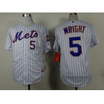 New York Mets #5 David Wright White Pinstripe Jersey