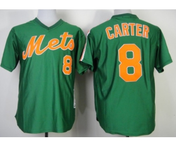 New York Mets #8 Gary Carter 1985 Green Throwback Jersey