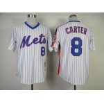 New York Mets #8 Gary Carter 1986 White Throwback Jersey
