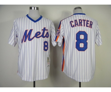 New York Mets #8 Gary Carter 1986 White Throwback Jersey