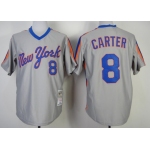 New York Mets #8 Gary Carter 1987 Gray Throwback Jersey