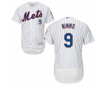 New York Mets #9 Brandon Nimmo White(Blue Strip) Flexbase Authentic Collection Stitched MLB Jersey