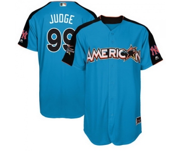 Men's American League New York Yankees #99 Aaron Judge Majestic Blue 2017 MLB All-Star Game Authentic Home Run Derby Jersey