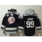 Men's New York Yankees #99 Aaron Judge Navy Blue Ageless Must Have Lace Up Pullover Hoodie