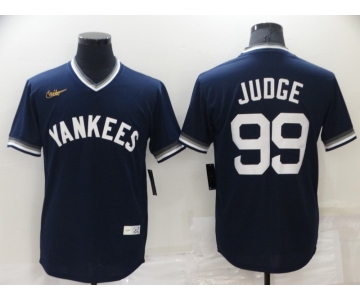 Men's New York Yankees #99 Aaron Judge Navy Blue Cooperstown Collection Stitched MLB Throwback Jersey