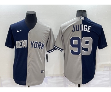 Men's New York Yankees #99 Aaron Judge Navy Blue Grey Two Tone Stitched Throwback Nike Jersey