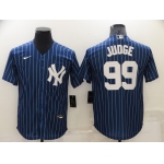 Men's New York Yankees #99 Aaron Judge Navy Blue Pinstripe Stitched MLB Cool Base Nike Jersey