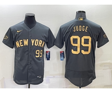 Men's New York Yankees #99 Aaron Judge Number Grey 2022 All Star Stitched Flex Base Nike Jersey