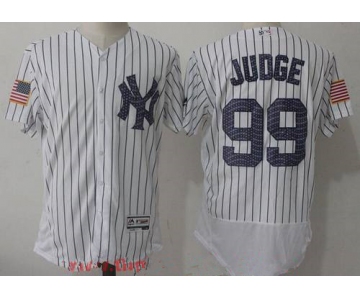 Men's New York Yankees #99 Aaron Judge White 2017 Independence Stars & Stripes Stitched MLB Majestic Flex Base Jersey