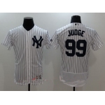 Men's New York Yankees #99 Aaron Judge White Home Name Stitched MLB Majestic Flex Base Jersey