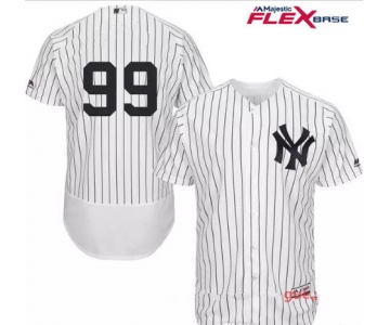 Men's New York Yankees #99 Aaron Judge White Home Stitched MLB Majestic Flex Base Jersey