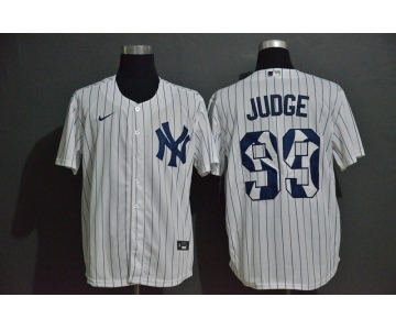 Men's New York Yankees #99 Aaron Judge White Team Logo Stitched MLB Cool Base Nike Jersey