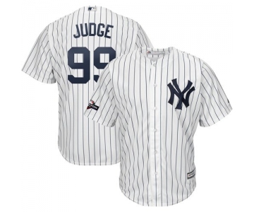 New York Yankees #99 Aaron Judge Majestic 2019 Postseason Official Cool Base Player White Navy Jersey