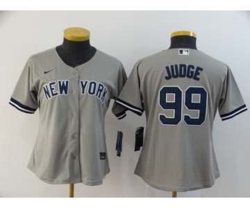 Women's New York Yankees #99 Aaron Judge Gray Stitched MLB Cool Base Nike Jersey