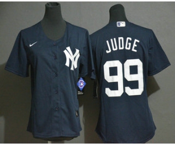 Women's New York Yankees #99 Aaron Judge Navy Blue White Number Stitched MLB Cool Base Nike Jersey