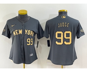 Women's New York Yankees #99 Aaron Judge Number Grey 2022 All Star Stitched Cool Base Nike Jersey