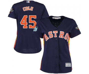 Astros #45 Gerrit Cole Navy Blue Alternate 2019 World Series Bound Women's Stitched Baseball Jersey