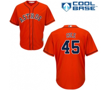 Astros #45 Gerrit Cole Orange Cool Base Stitched Youth Baseball Jersey