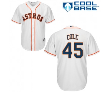 Astros #45 Gerrit Cole White Cool Base Stitched Youth Baseball Jersey