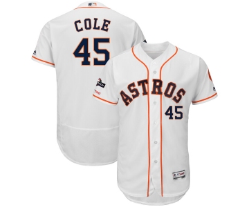 Houston Astros #45 Gerrit Cole Majestic 2019 Postseason Authentic Flex Base Player White Jersey