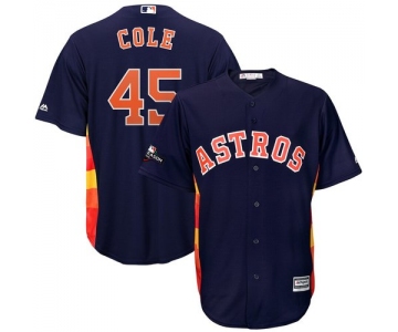 Houston Astros #45 Gerrit Cole Majestic 2019 Postseason Official Cool Base Player Navy Jersey