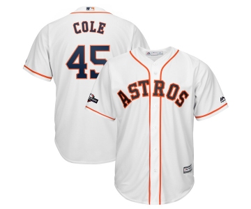 Houston Astros #45 Gerrit Cole Majestic 2019 Postseason Official Cool Base Player White Jersey