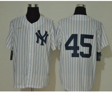 Men's New York Yankees #45 Gerrit Cole No Name White Throwback Stitched MLB Cool Base Nike Jersey