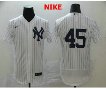 Men's New York Yankees #45 Gerrit Cole White Home No Name Stitched MLB Flex Base Nike Jersey