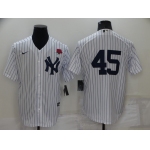 Men's New York Yankees #45 Gerrit Cole White No Name Stitched Rose Nike Cool Base Throwback Jersey