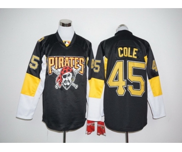 Men's Pittsburgh Pirates #45 Gerrit Cole Black Long Sleeve Baseball Jersey