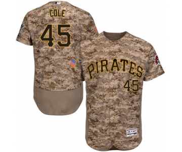 Men's Pittsburgh Pirates #45 Gerrit Cole Camo Collection 2016 Flexbase Majestic Baseball Jersey