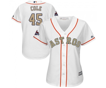 Women's Majestic Houston Astros #45 Gerrit Cole Authentic White 2018 Gold Program Cool Base MLB Jersey