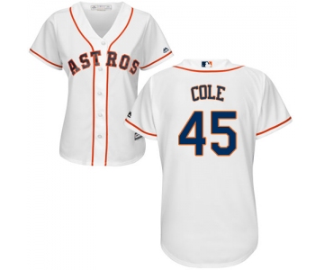 Women's Majestic Houston Astros #45 Gerrit Cole Authentic White Home Cool Base MLB Jersey