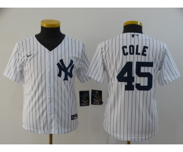 Youth New York Yankees #45 Gerrit Cole White Home Stitched MLB Cool Base Nike Jersey