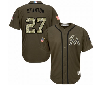 Men's Miami Marlins #27 Giancarlo Stanton Green Salute To Service Stitched MLB Majestic Cool Base Jersey