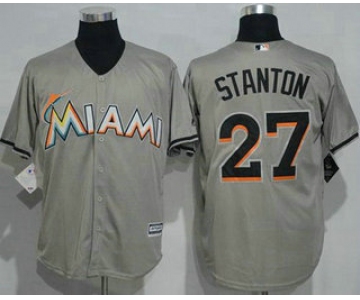 Men's Miami Marlins #27 Giancarlo Stanton Grey New Cool Base Stitched MLB Jersey