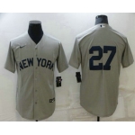 Men's New York Yankees #27 Giancarlo Stanton 2021 Grey Field of Dreams Cool Base Stitched Baseball Jersey